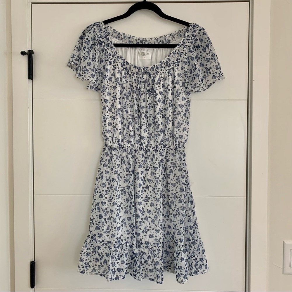 Blue and White Floral Dress